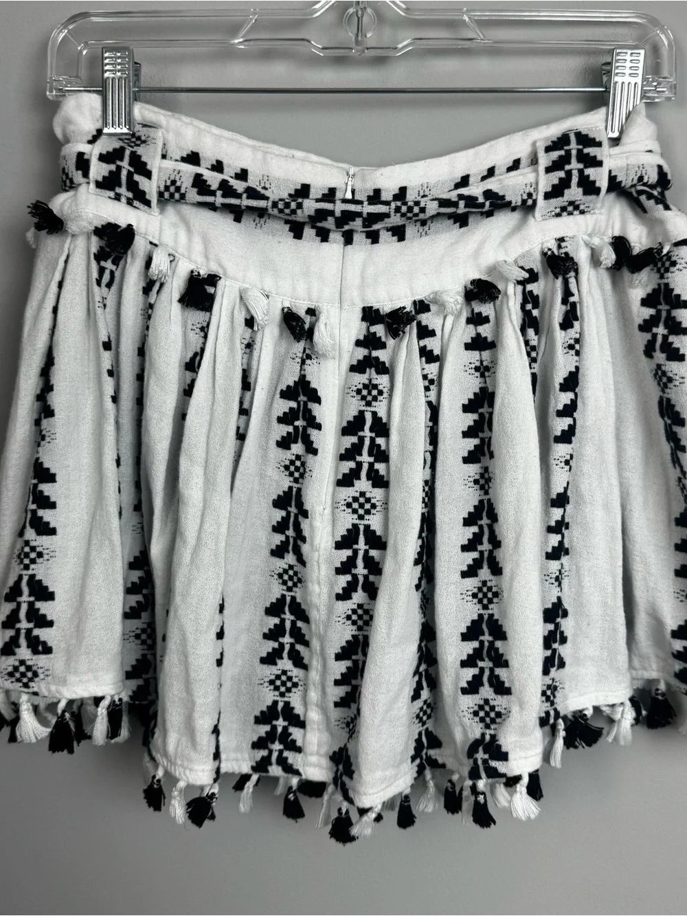 DODO BAR OR | Ariana Woven Tassel Belted Mini Skirt Black & White Women’s Size L